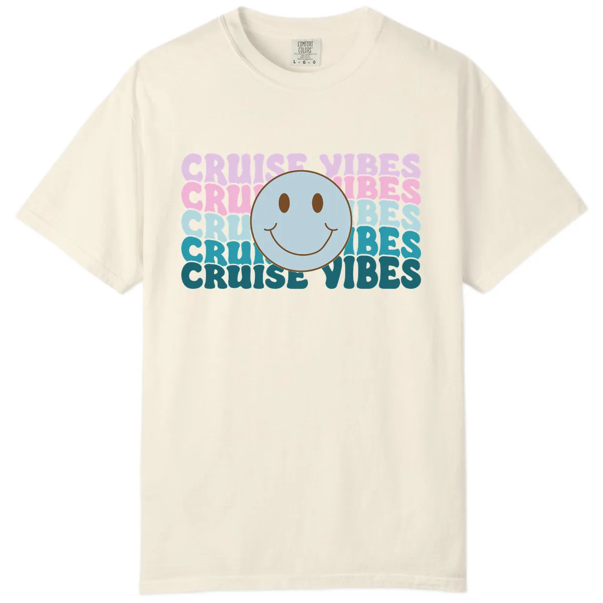 Cruise Vibes Smiley Face Comfort Color in Ivory