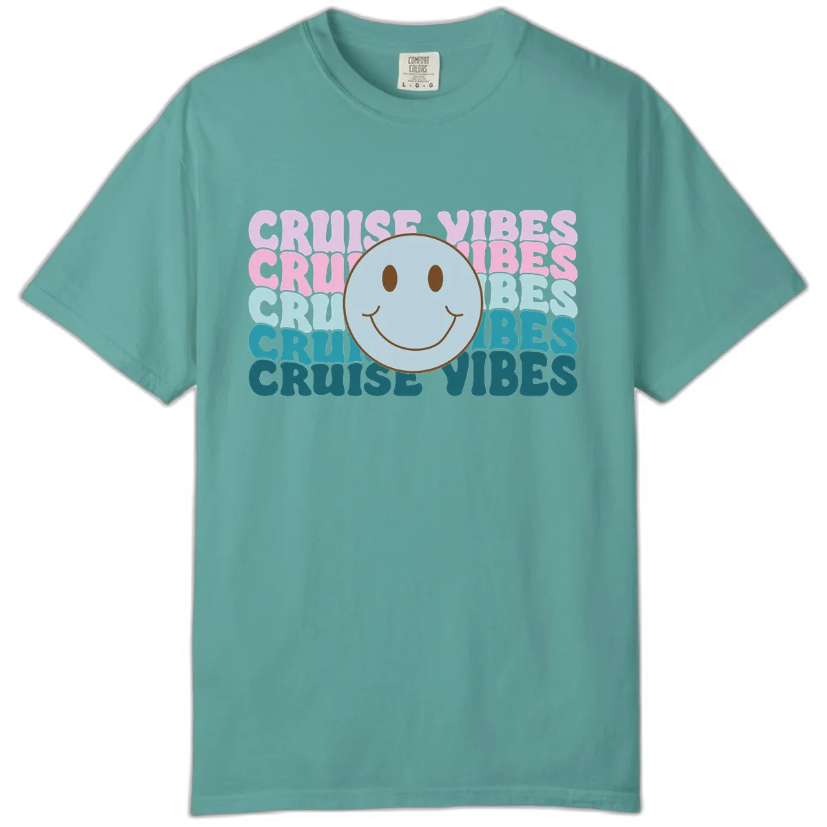 Cruise Vibes Smiley Face Comfort Color in Seafoam