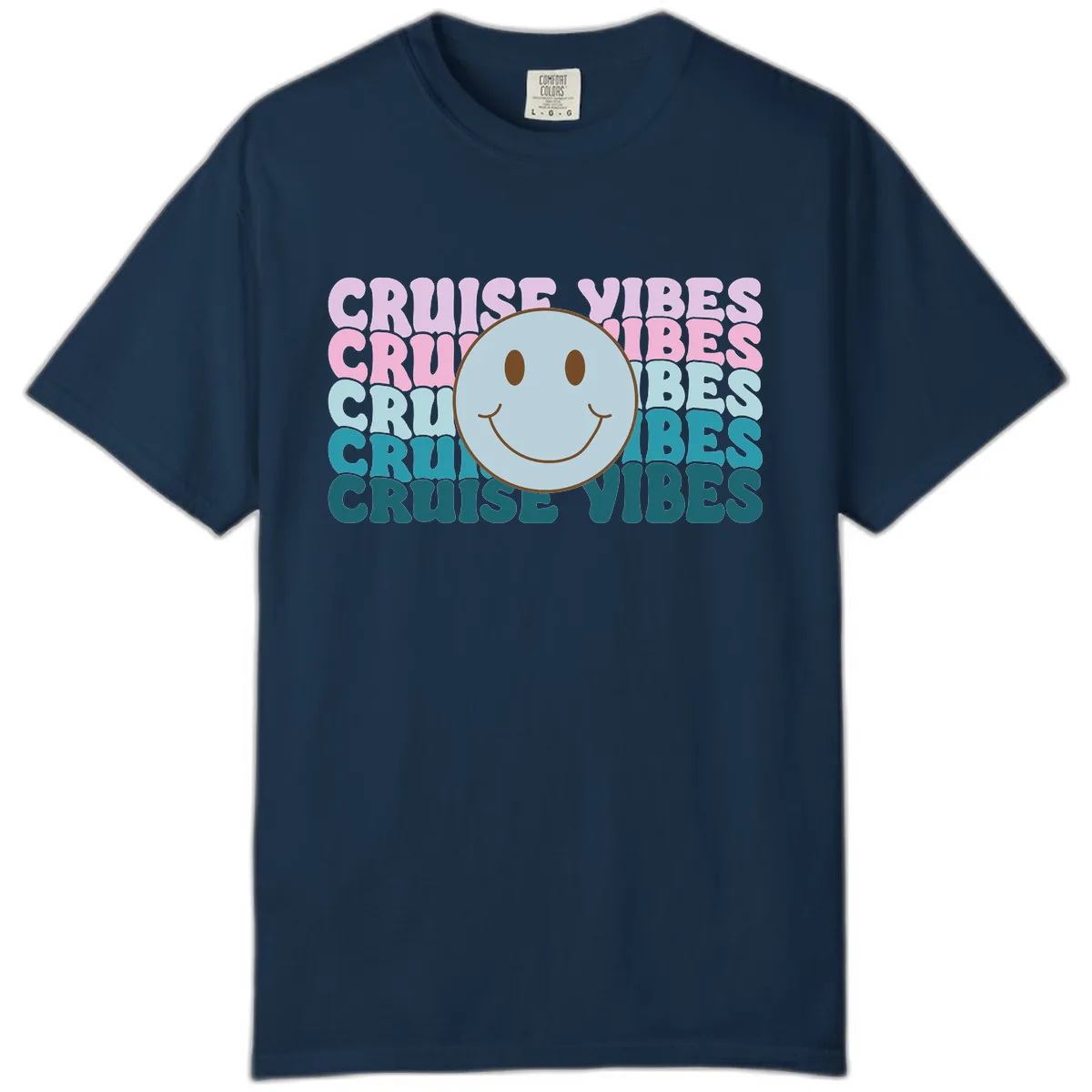 Cruise Vibes Smiley Face Comfort Color in True Navy