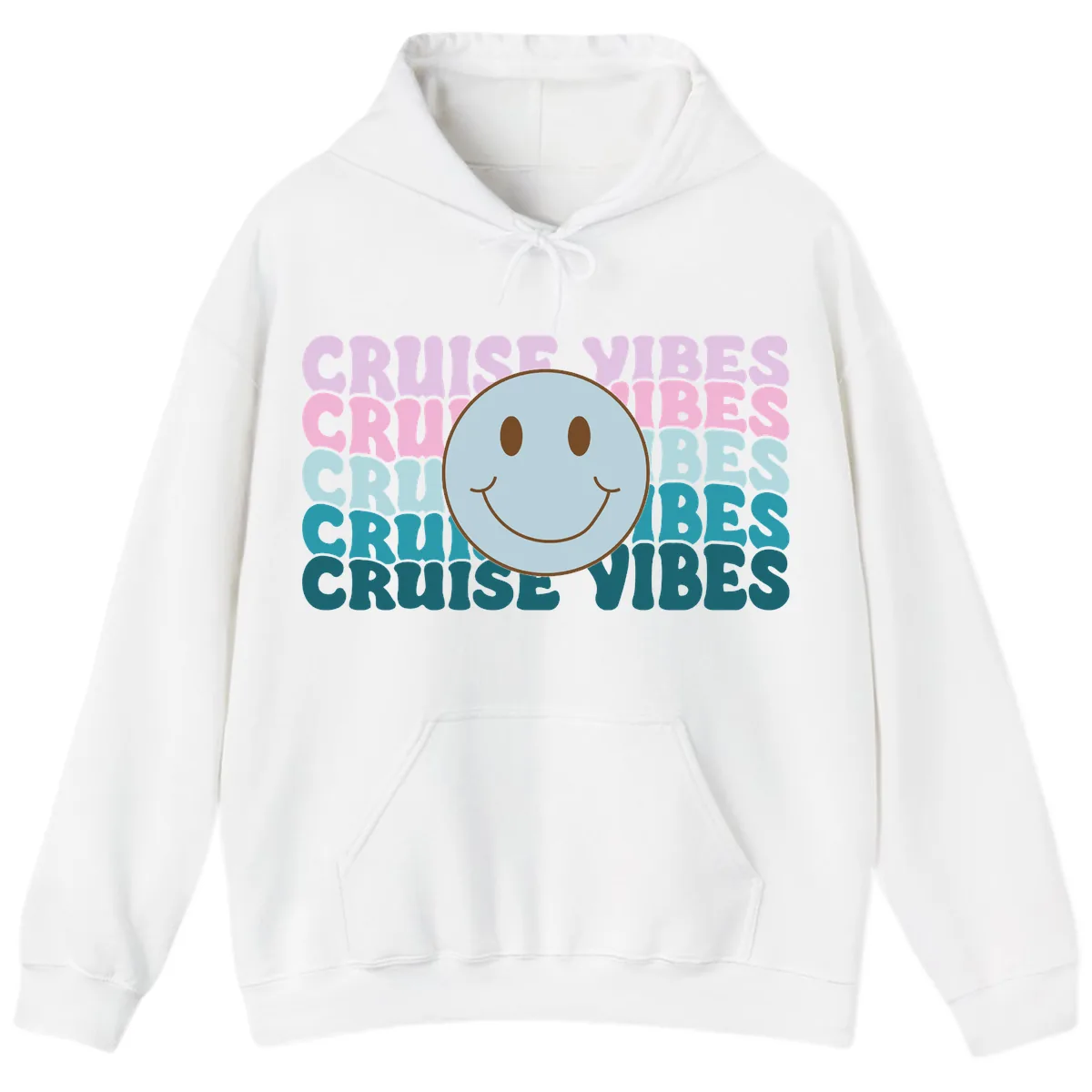 Cruise Vibes Smiley Face Hoodie in White