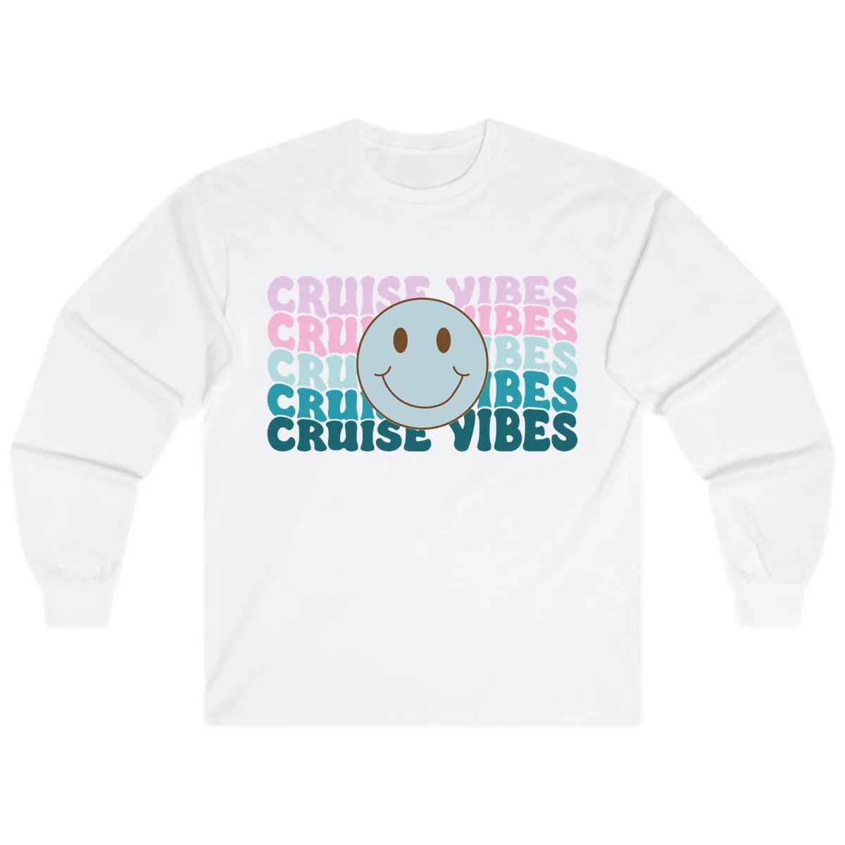 Cruise Vibes Smiley Face Long Sleeve in White