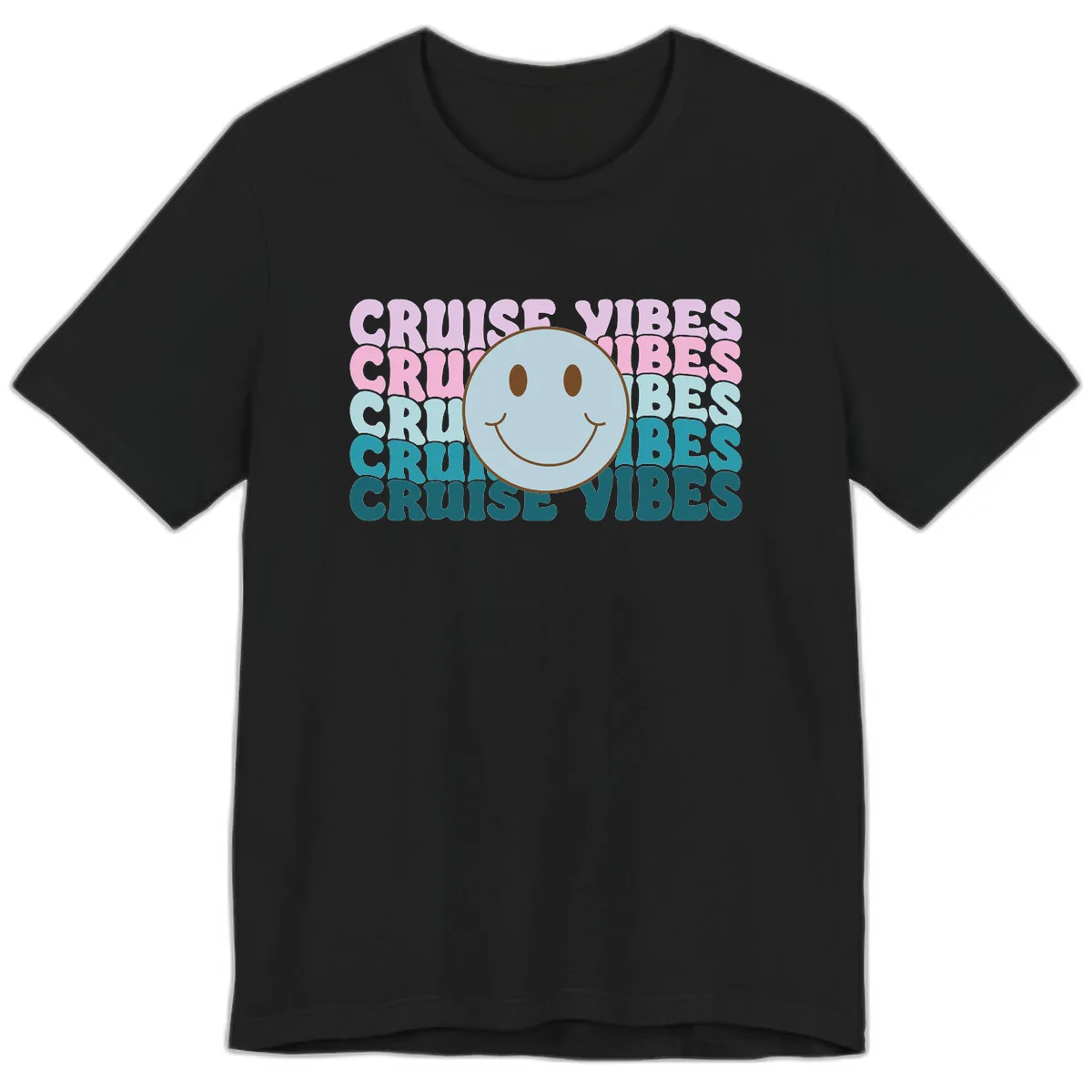 Cruise Vibes Smiley Face Premium T-Shirt in Black