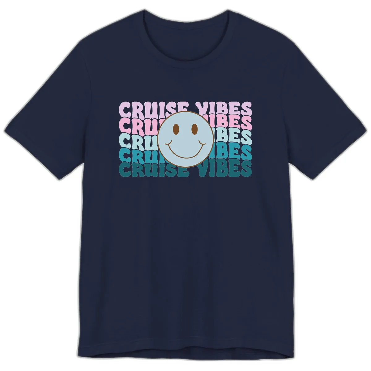 Cruise Vibes Smiley Face Premium T-Shirt in Navy