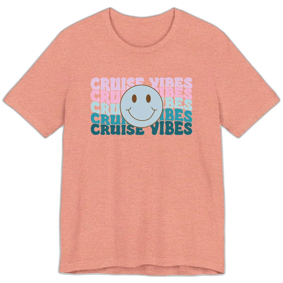 Cruise Vibes Smiley Face Premium T-Shirt in Heather Sunset