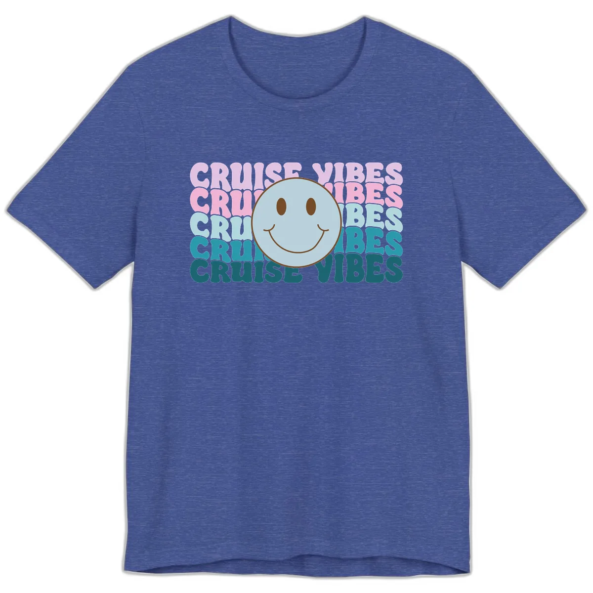 Cruise Vibes Smiley Face Premium T-Shirt in Heather True Royal
