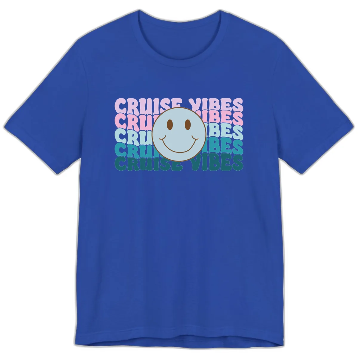 Cruise Vibes Smiley Face Premium T-Shirt in True Royal