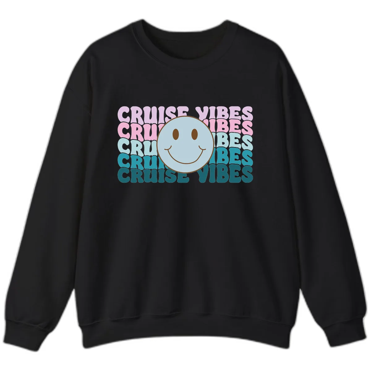 Cruise Vibes Smiley Face Sweatshirt in Black