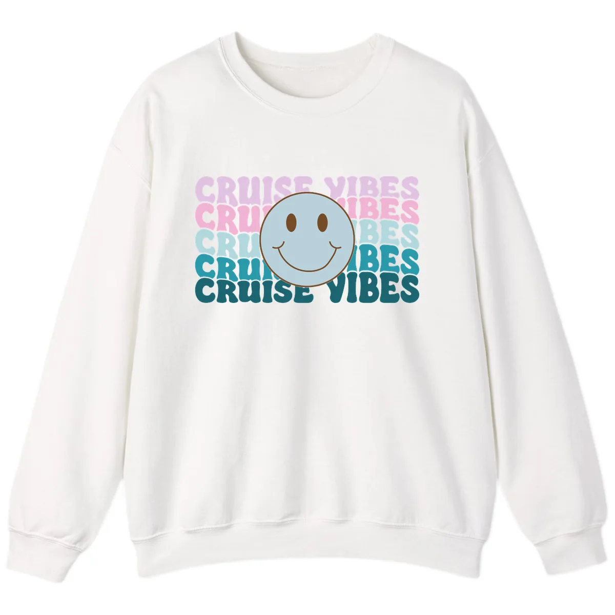 Cruise Vibes Smiley Face Sweatshirt in White