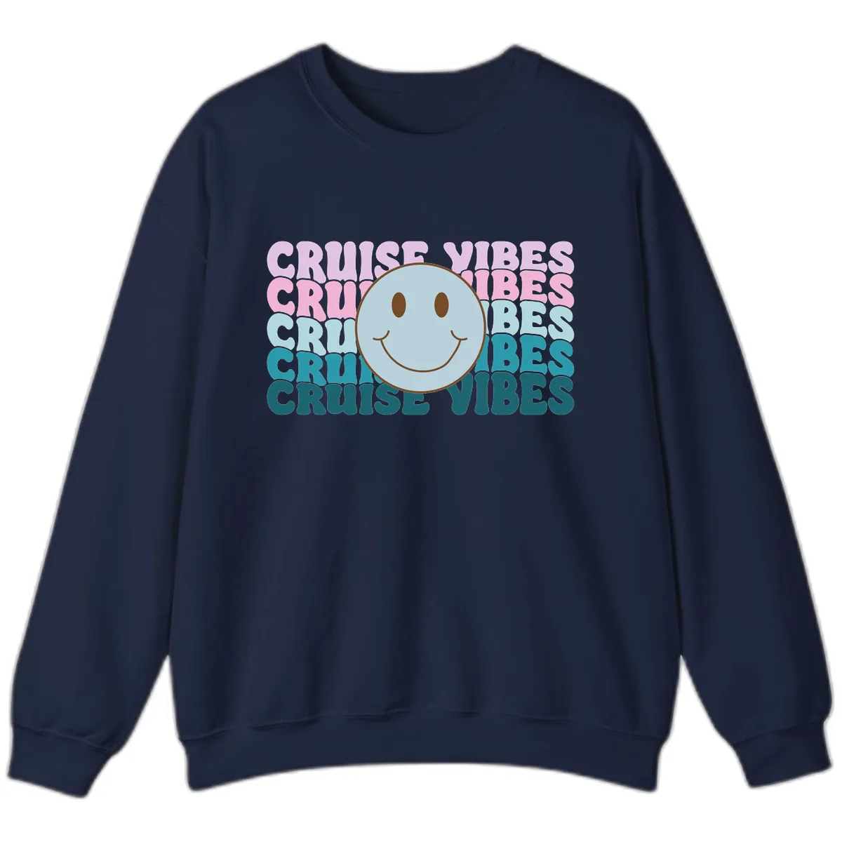 Cruise Vibes Smiley Face Sweatshirt in Navy