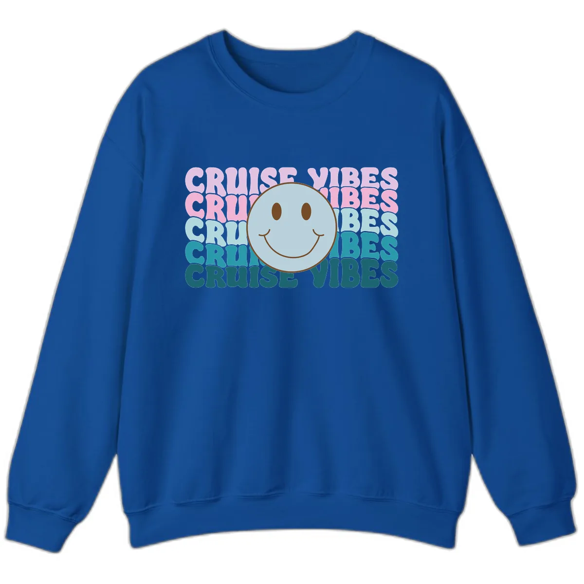 Cruise Vibes Smiley Face Sweatshirt in Royal