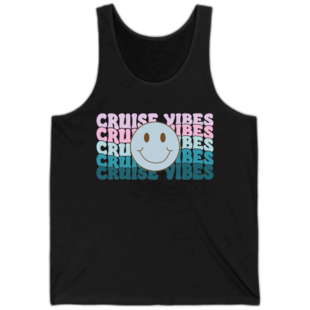 Cruise Vibes Smiley Face Tank in Black