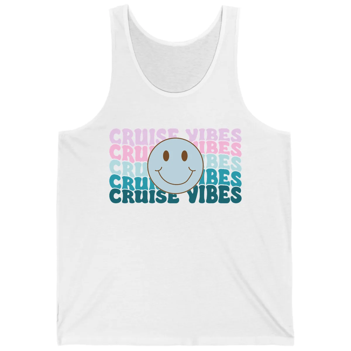 Cruise Vibes Smiley Face Tank in White