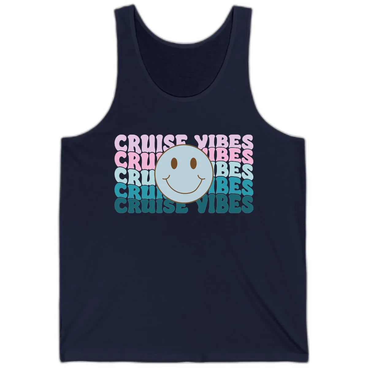 Cruise Vibes Smiley Face Tank in Navy