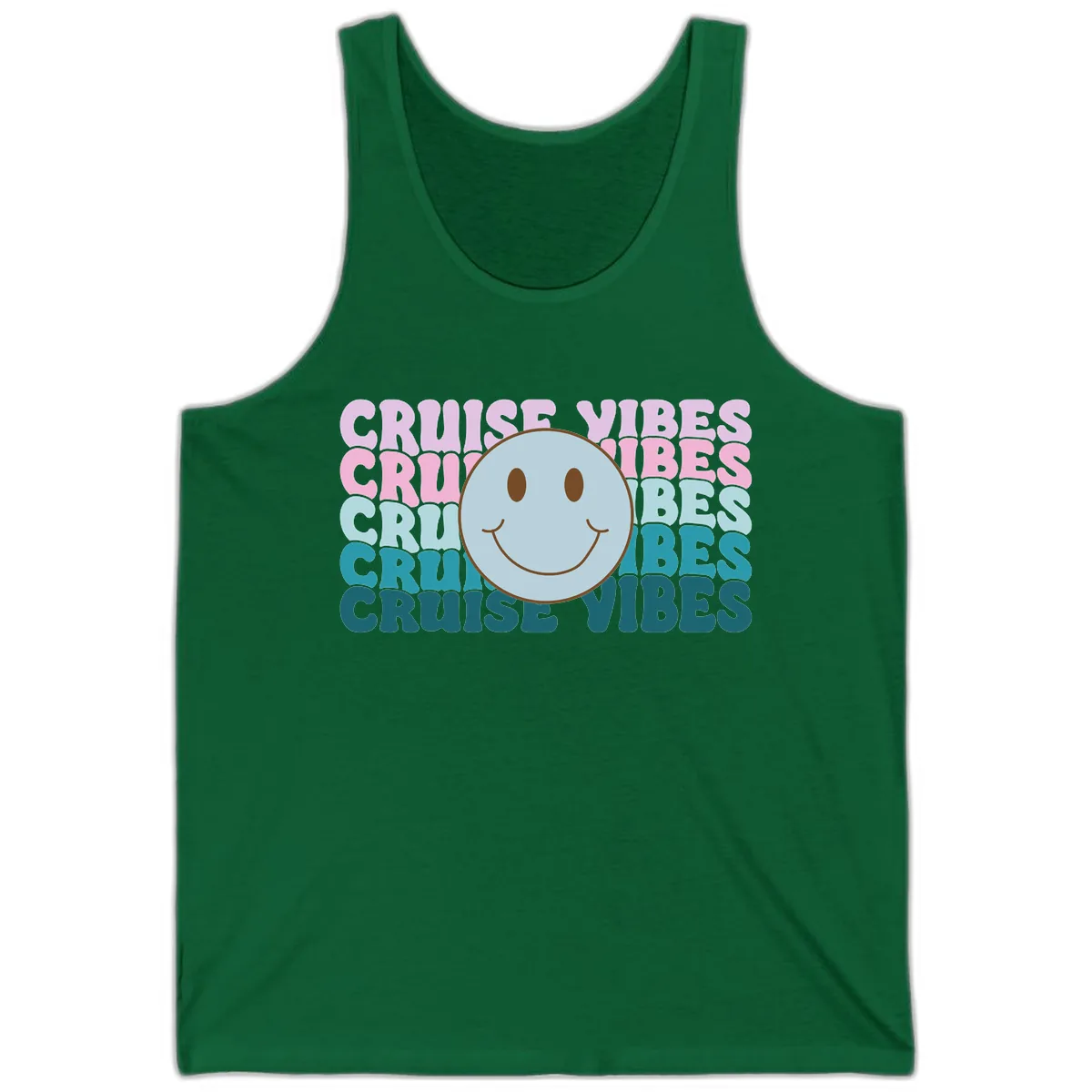 Cruise Vibes Smiley Face Tank in Kelly