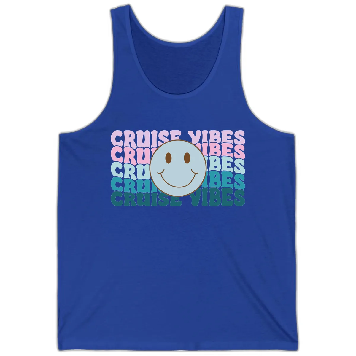 Cruise Vibes Smiley Face Tank in True Royal