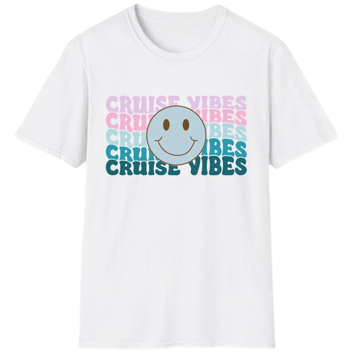 Cruise Vibes Smiley Face T-Shirt in White