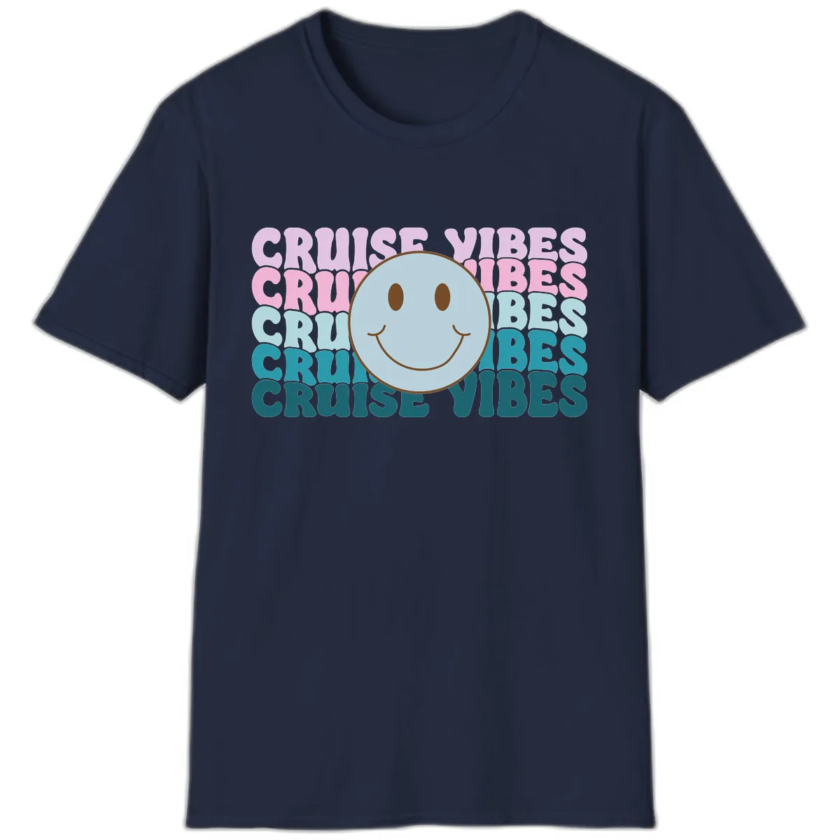 Cruise Vibes Smiley Face T-Shirt in Navy