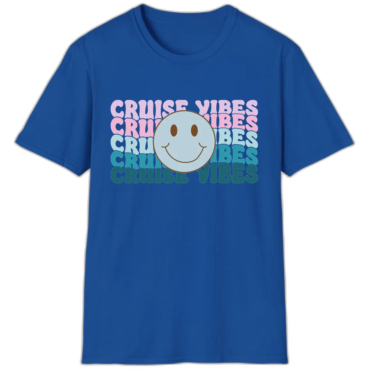 Cruise Vibes Smiley Face T-Shirt in Royal