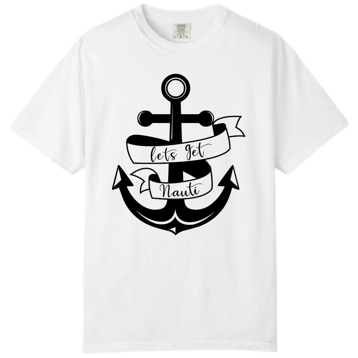 Let's Get Nauti Anchor Comfort Color in White