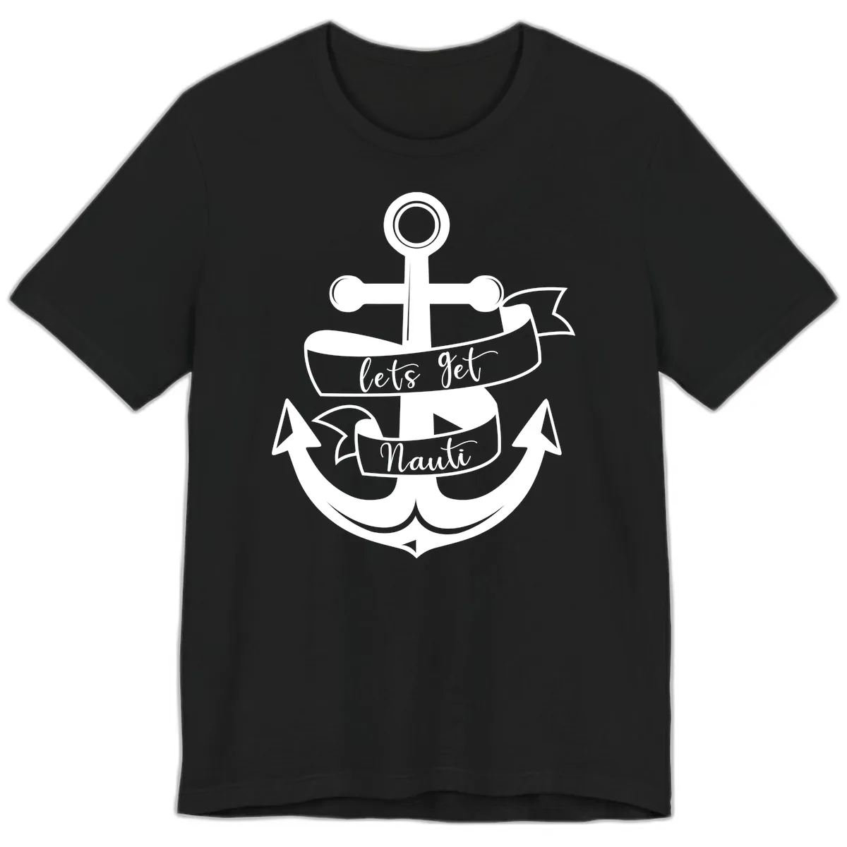 Let's Get Nauti Anchor Premium T-Shirt in Black