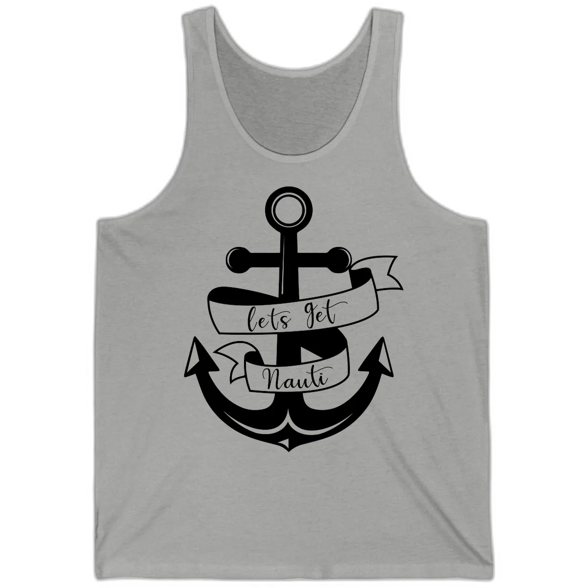 Let's Get Nauti Anchor Tank in Athletic Heather