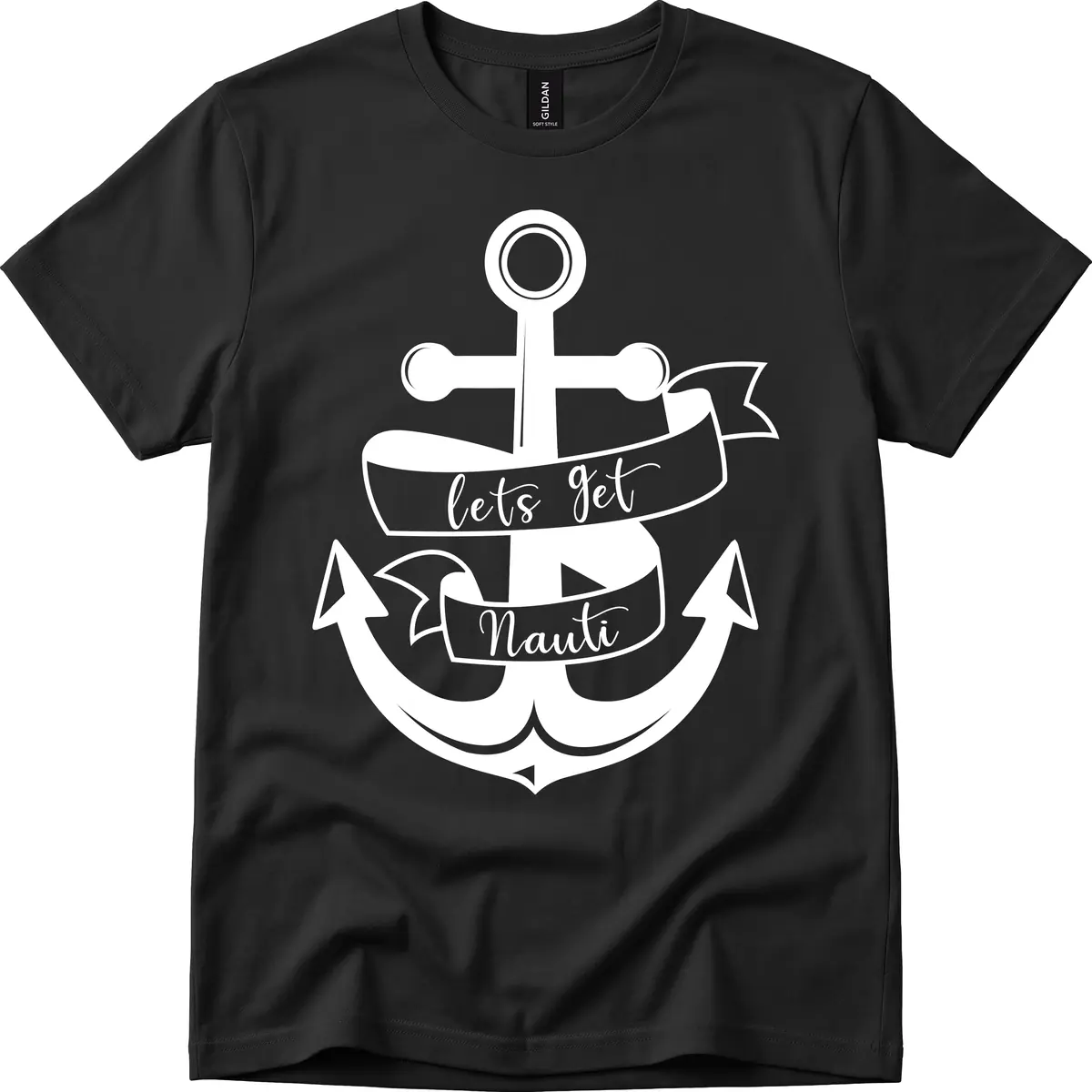 Let's Get Nauti Anchor T-Shirt in Black