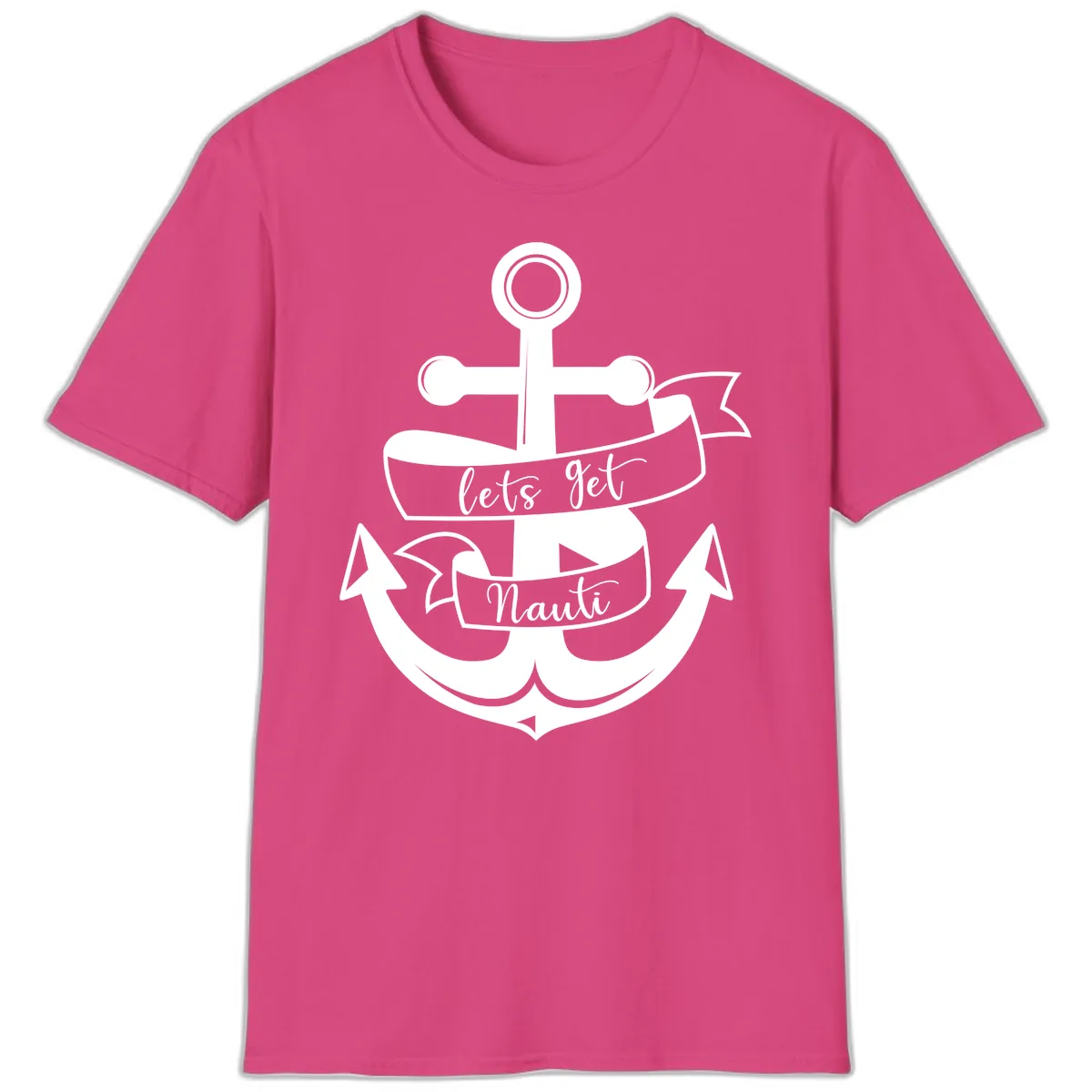 Let's Get Nauti Anchor T-Shirt in Heliconia