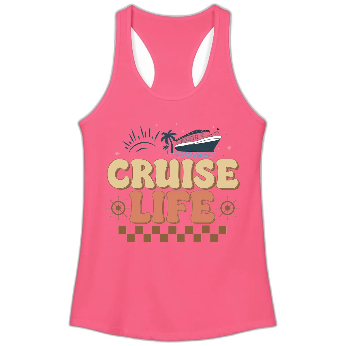 Cruise Life Ladies Tank in Solid Hot Pink