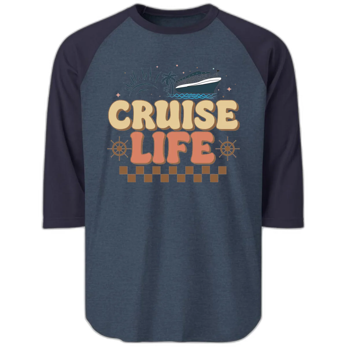 Cruise Life Raglan 3/4 in Heather Denim Navy