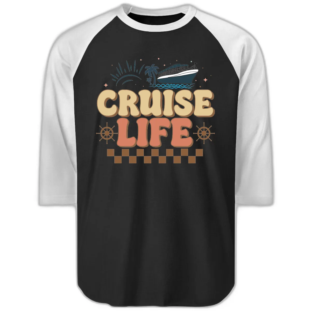 Cruise Life Raglan 3/4 in Black White