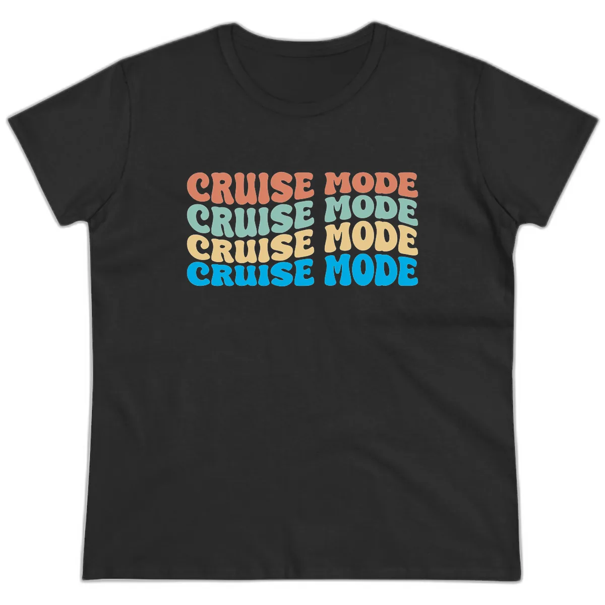 Cruise Mode Repeat Ladies Tee in Black