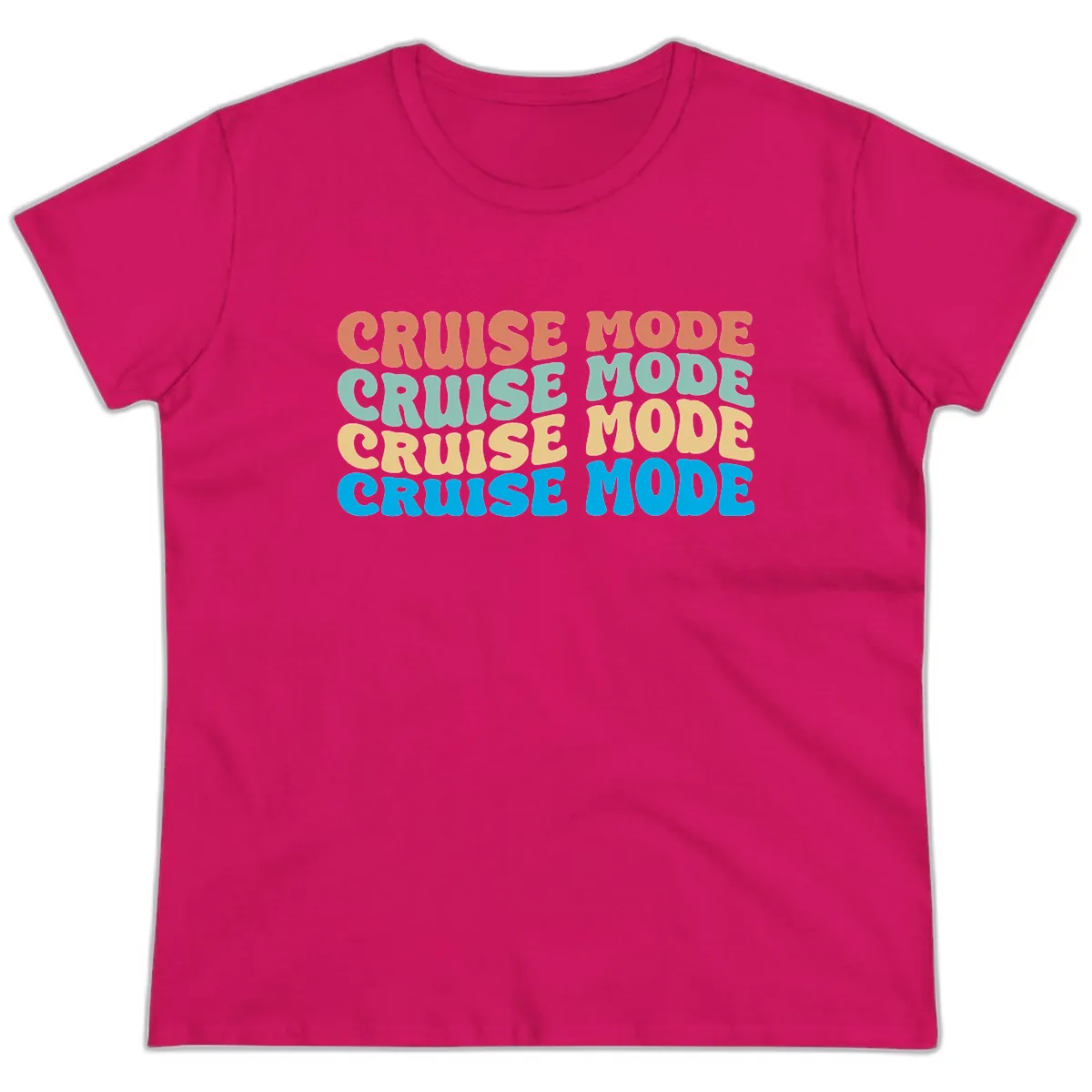 Cruise Mode Repeat Ladies Tee in Heliconia