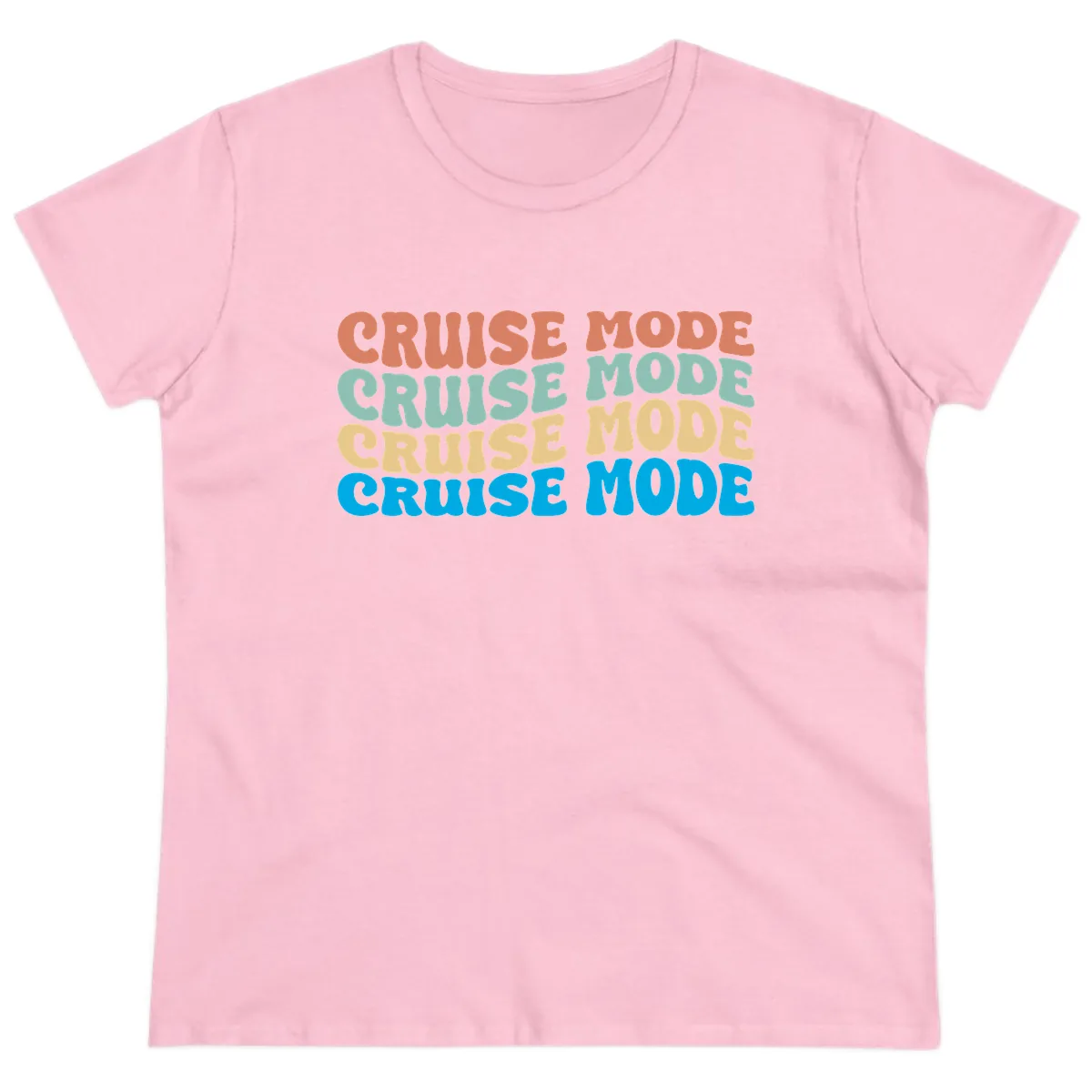 Cruise Mode Repeat Ladies Tee in Light Pink
