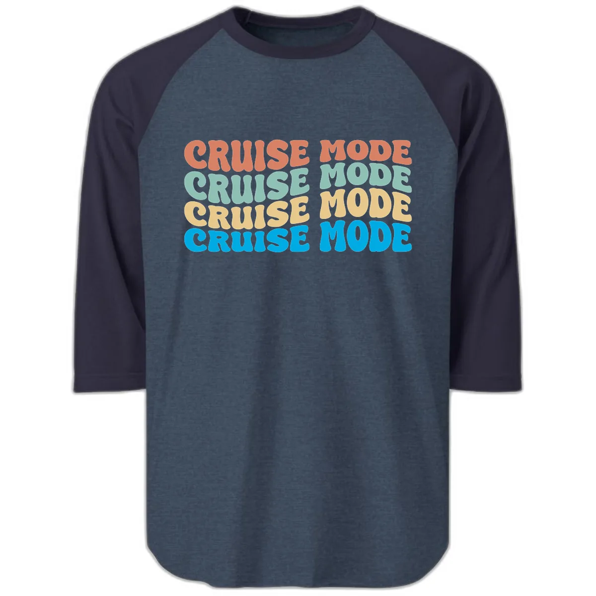 Cruise Mode Repeat Raglan 3/4 in Heather Denim Navy