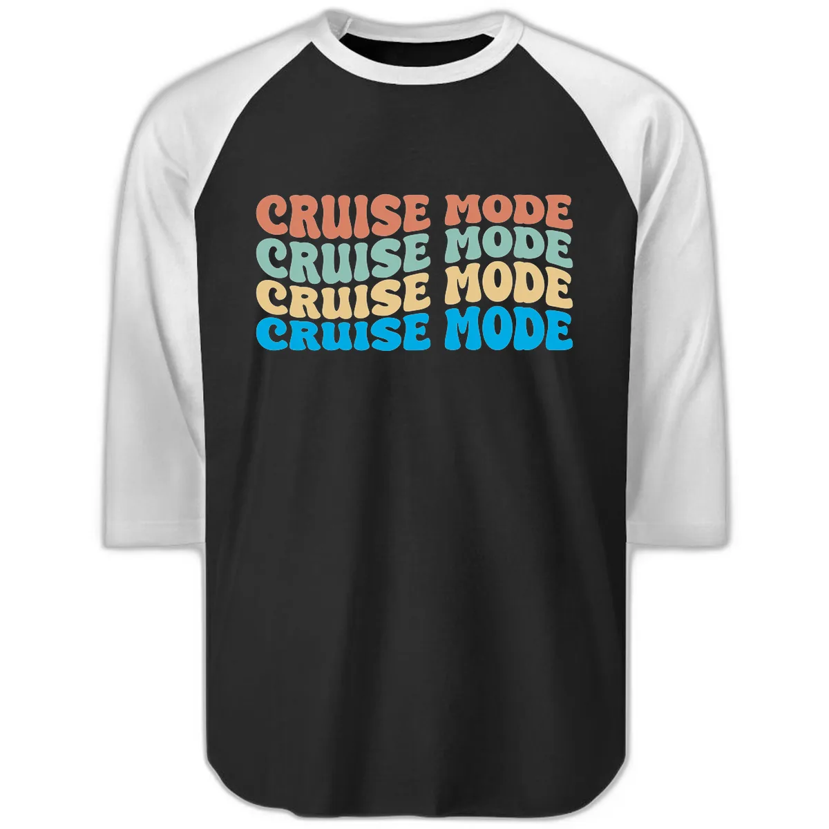 Cruise Mode Repeat Raglan 3/4 in Black White