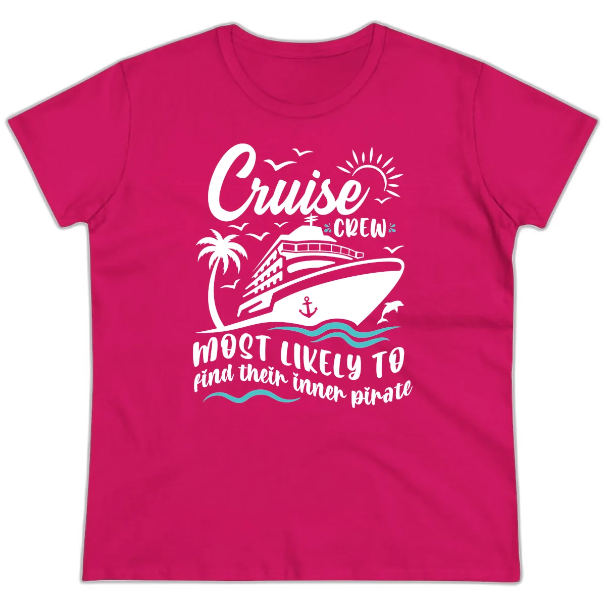 Cruise Crew Inner Pirate Ladies Tee in Heliconia