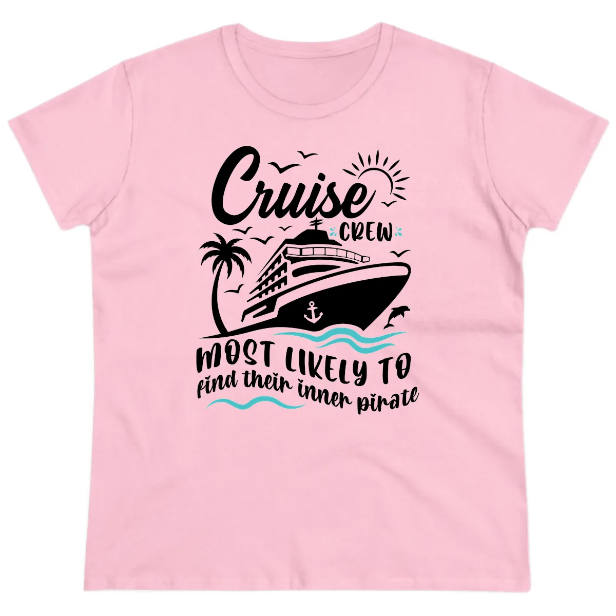 Cruise Crew Inner Pirate Ladies Tee in Light Pink