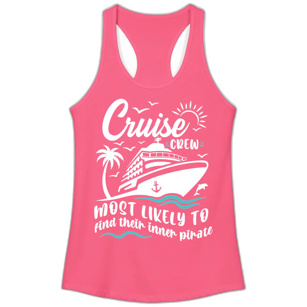 Cruise Crew Inner Pirate Ladies Tank in Solid Hot Pink