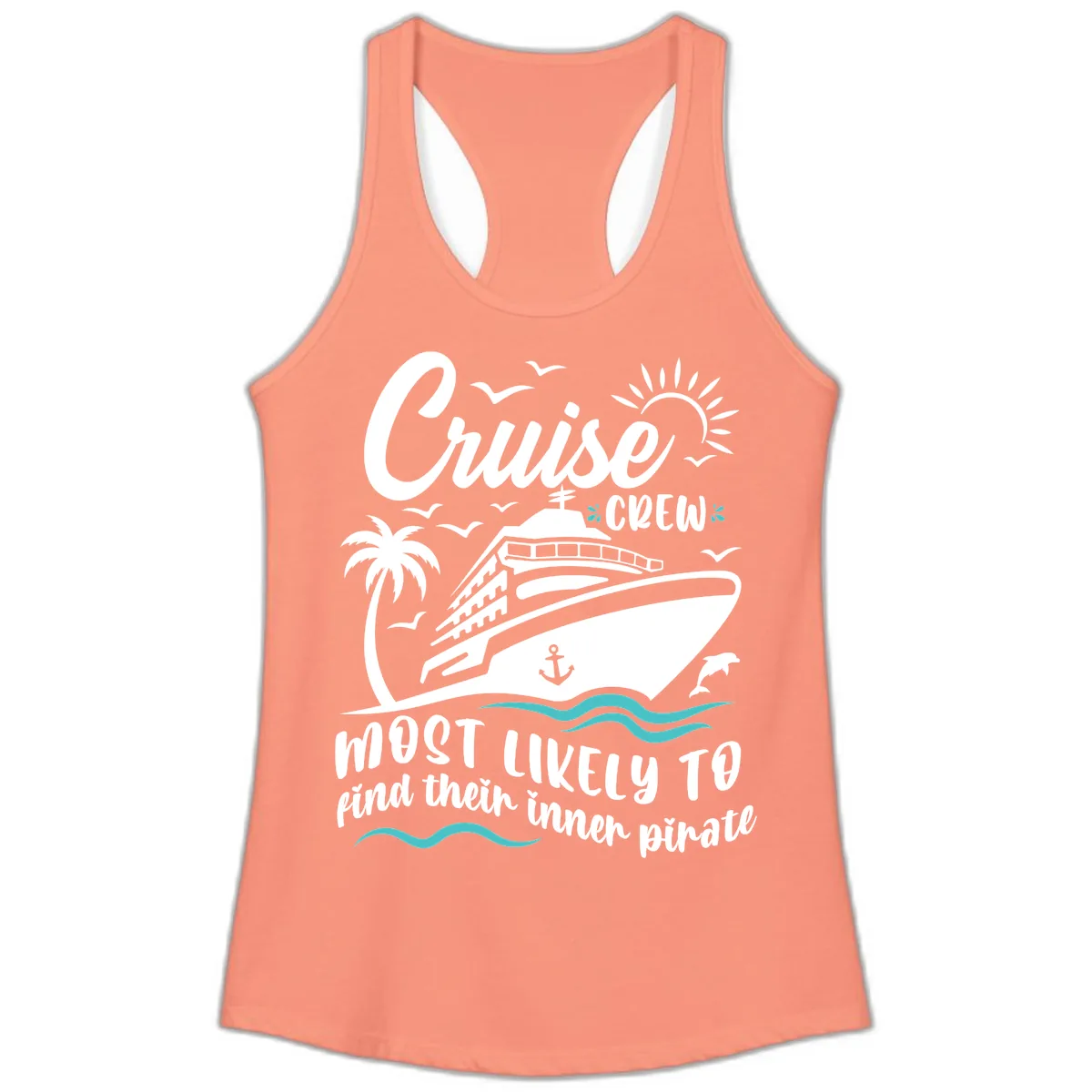 Cruise Crew Inner Pirate Ladies Tank in Solid Light Orange