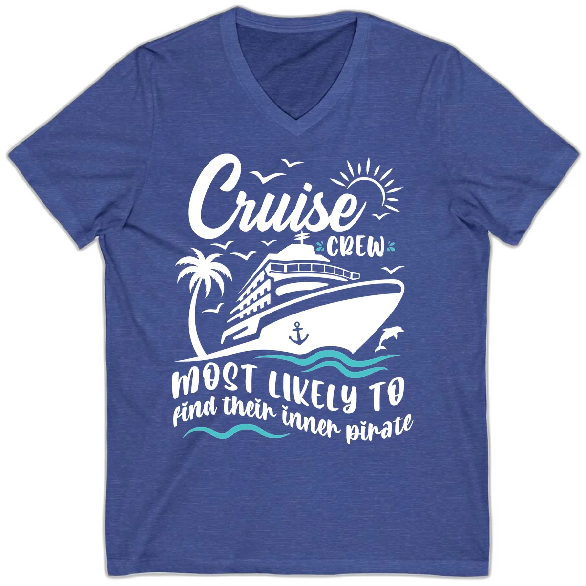 Cruise Crew Inner Pirate V-Neck in Heather True Royal