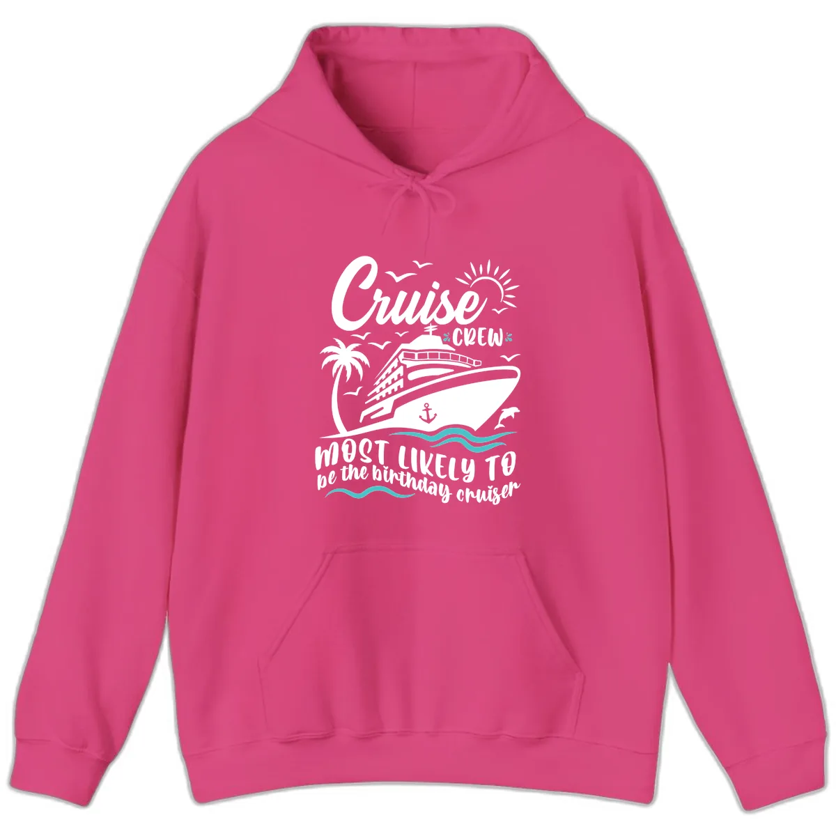 Cruise Crew Birthday Cruiser Hoodie in Heliconia