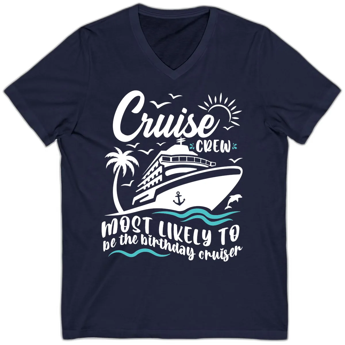 Cruise Crew Birthday Cruiser V-Neck in Navy