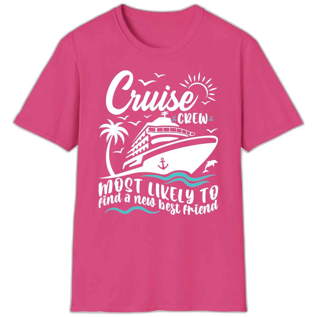 Cruise Crew Find A New Best Friend T-Shirt in Heliconia