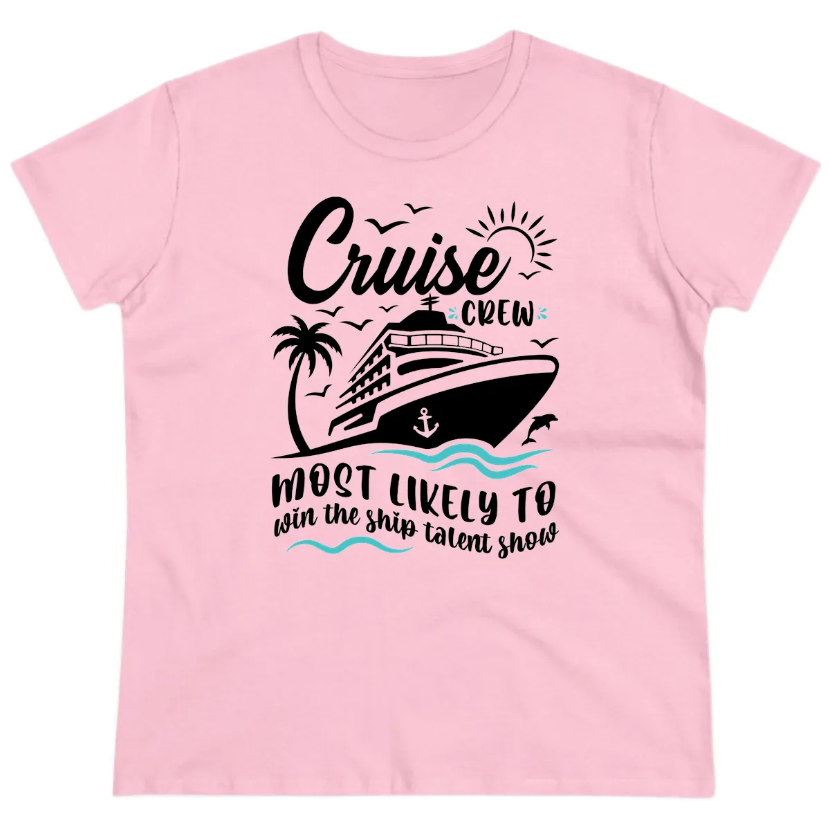 Cruise Crew Ship Talent Show Ladies Tee in Light Pink