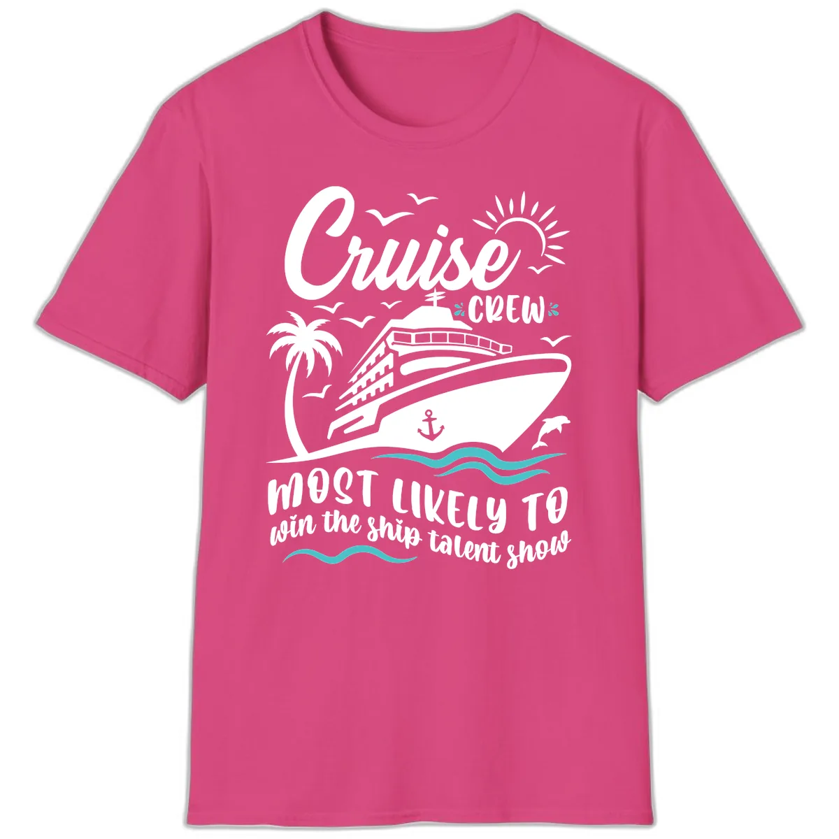 Cruise Crew Ship Talent Show T-Shirt in Heliconia