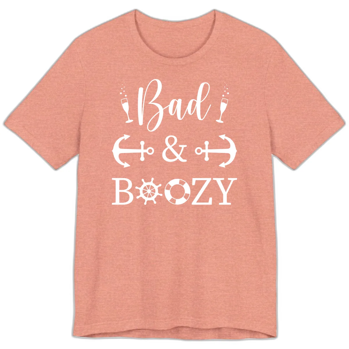 Bad and Bozy Nautical Cruise Premium T-Shirt in Heather Sunset
