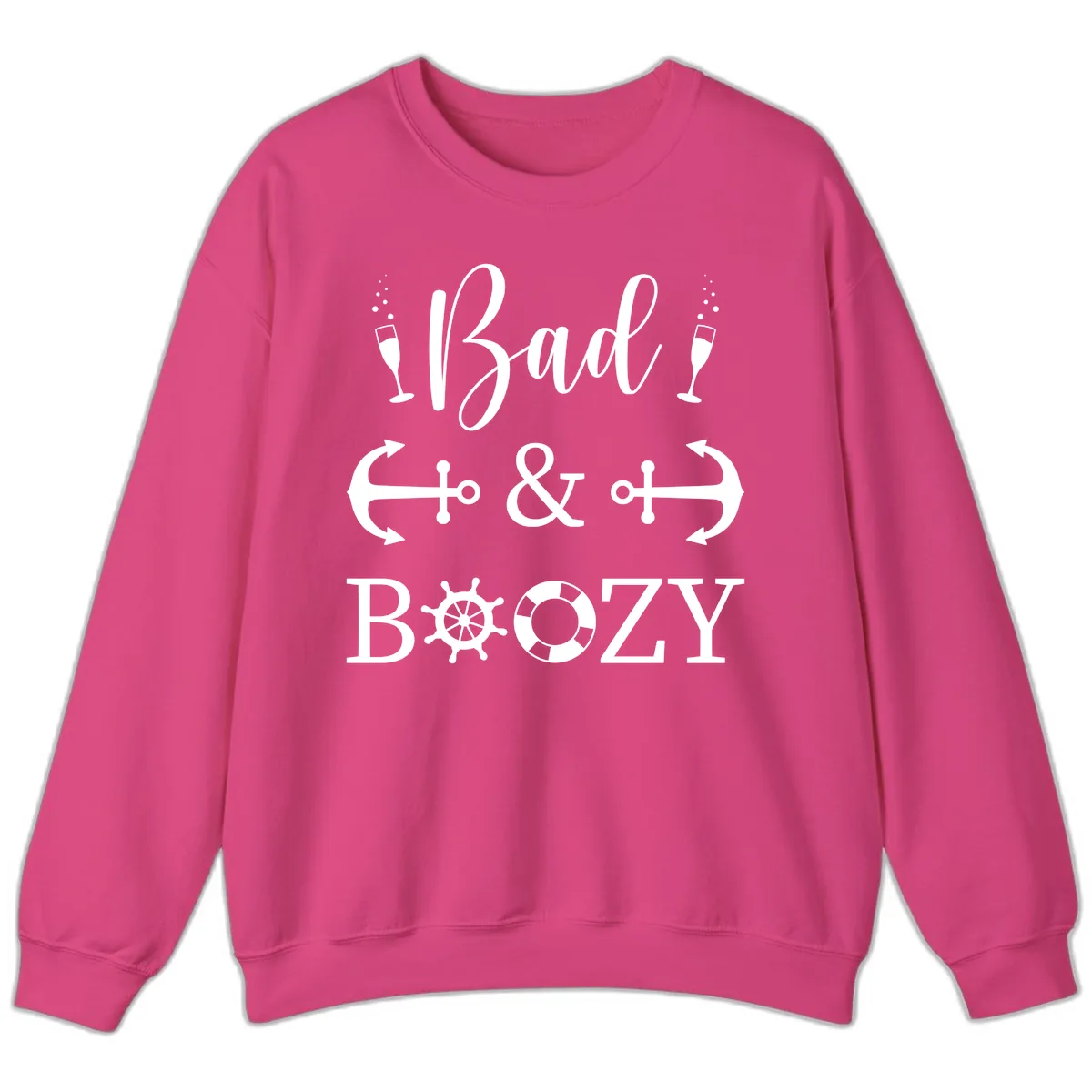 Bad and Bozy Nautical Cruise Sweatshirt in Heliconia
