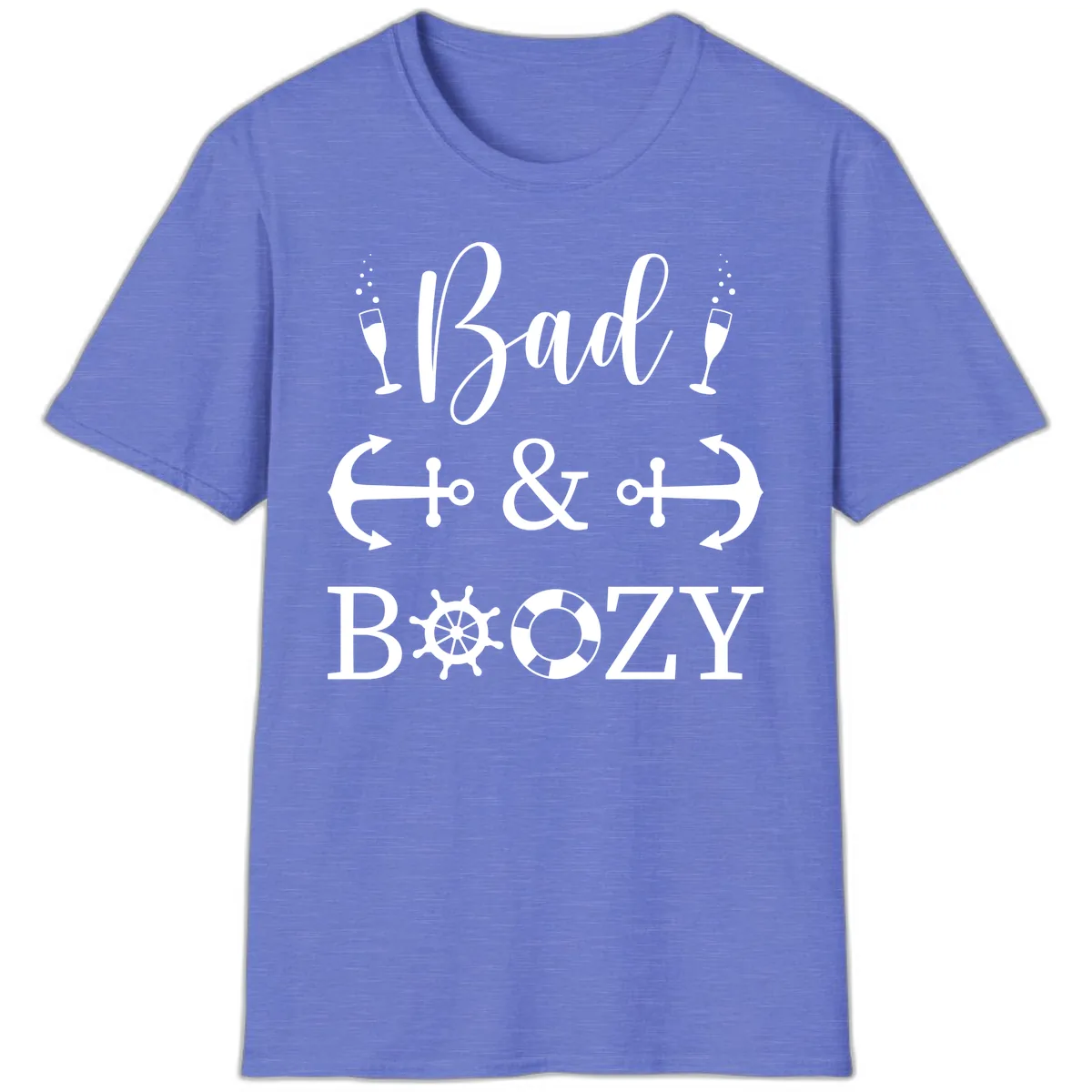 Bad and Bozy Nautical Cruise T-Shirt in Heather Royal