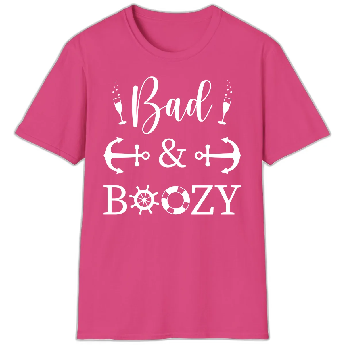 Bad and Bozy Nautical Cruise T-Shirt in Heliconia