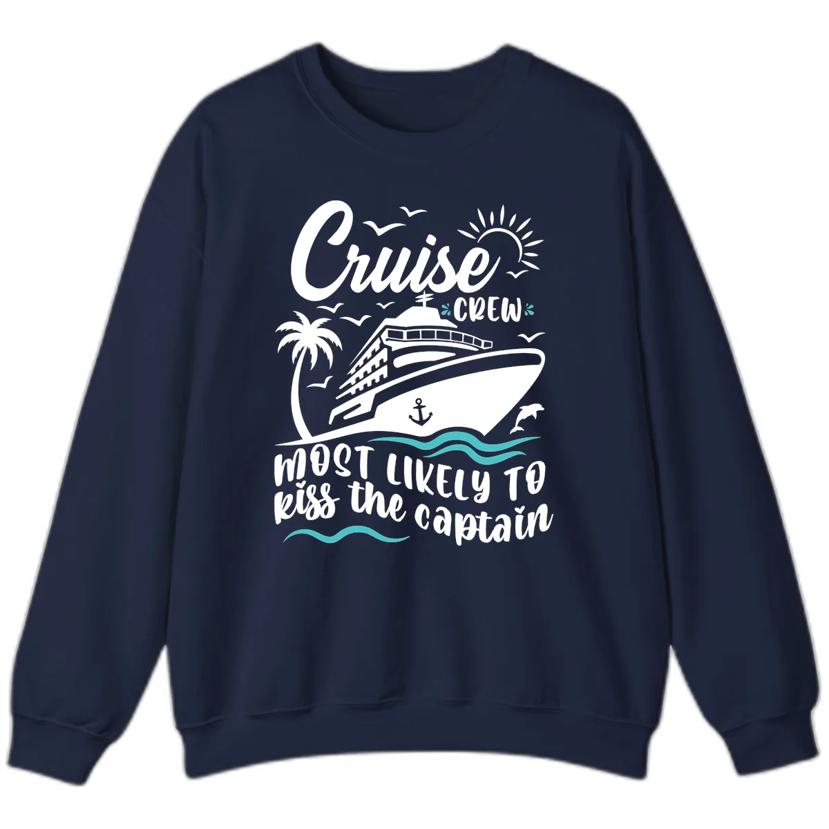 Cruise Crew Kiss The Captain Sweatshirt in Navy